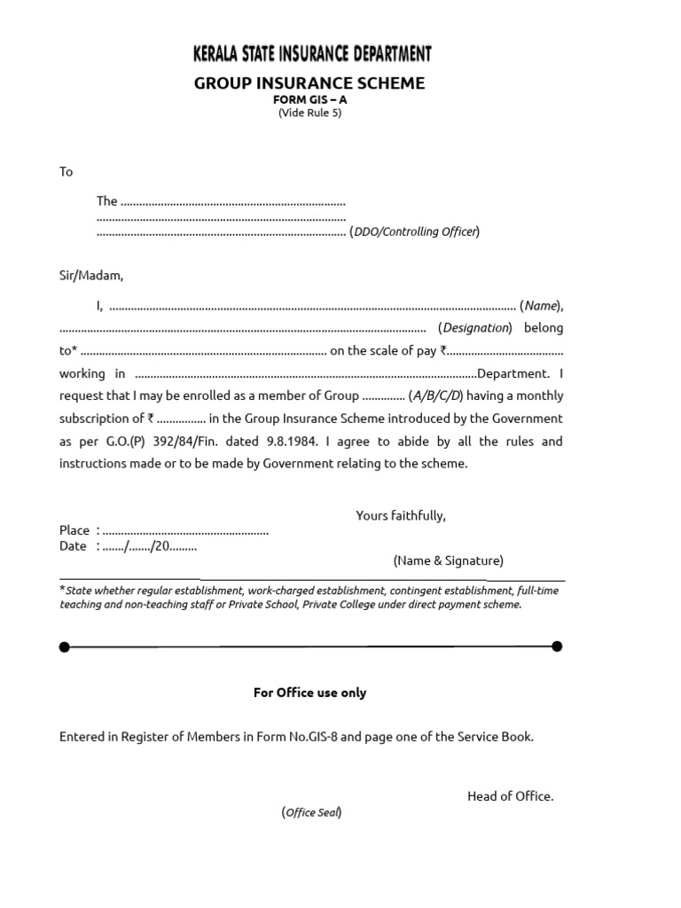 Group Insurance Scheme: Form Gis - A | PDF