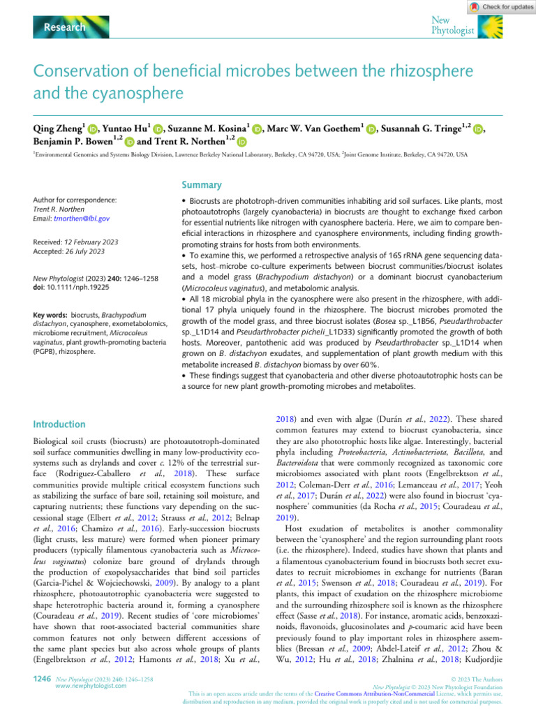 New Phytologist - 2023 - Zheng - Conservation of Beneficial Microbes ...