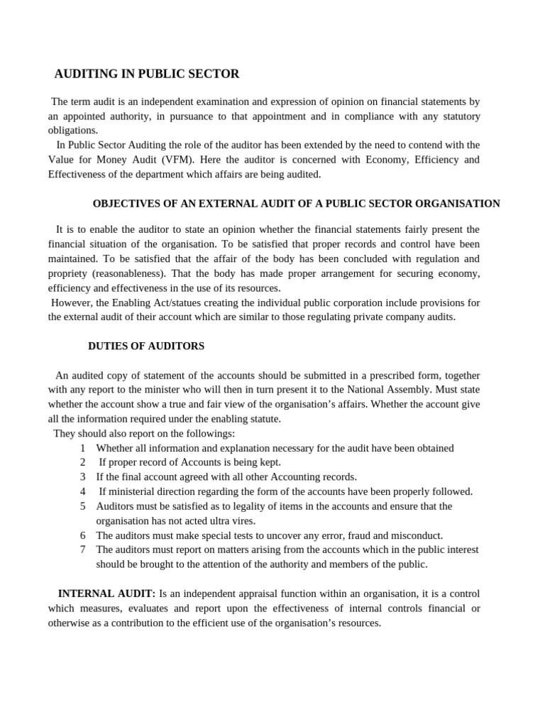 Auditing in Public Sector | PDF