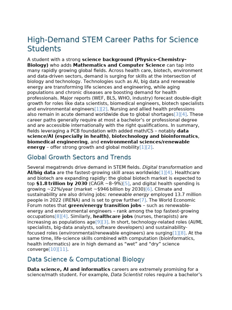 High-Demand STEM Career Paths for Science Students | PDF ...