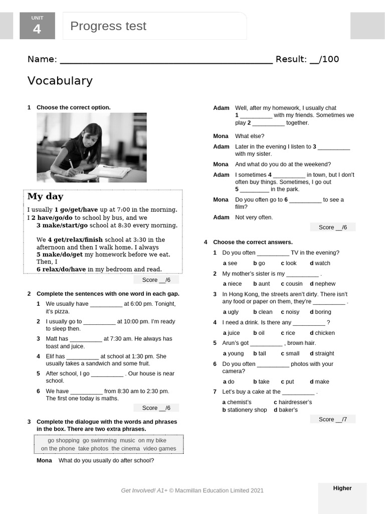Gi a1plus u4 Test Higher | PDF | Sleep