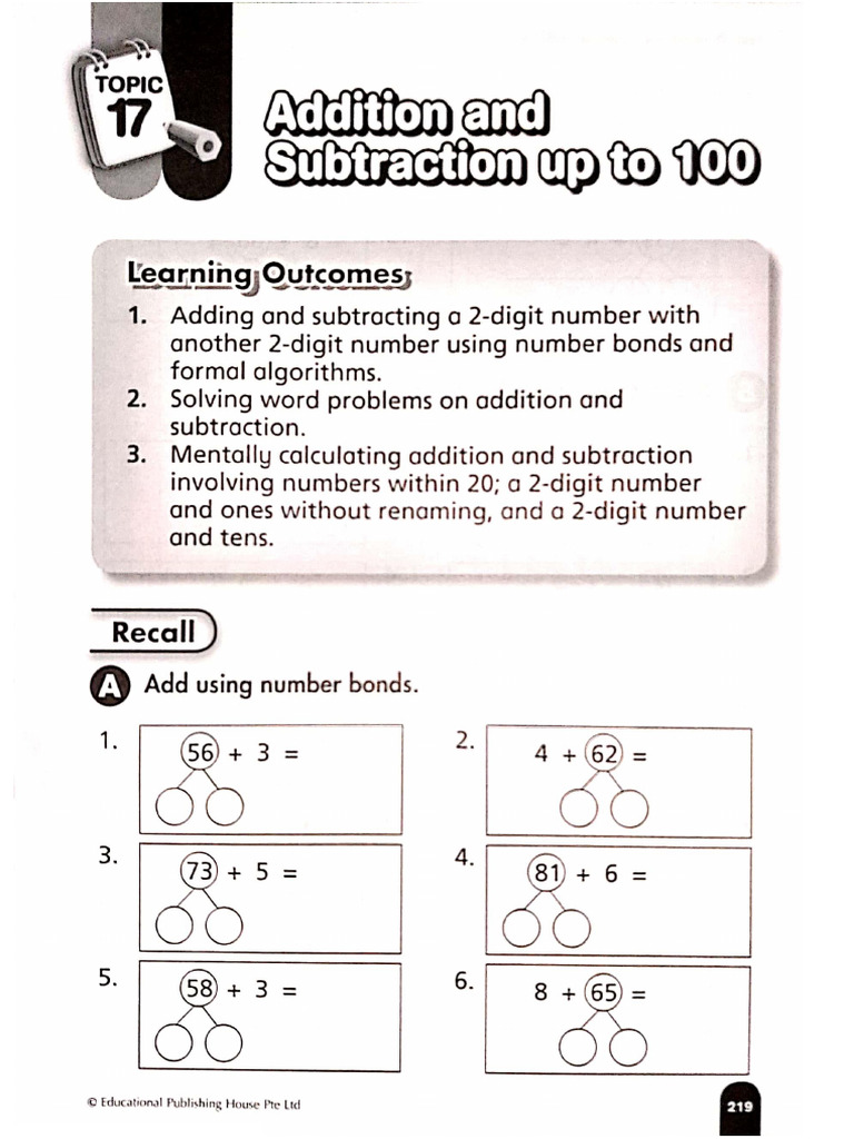 Sbs p1 - Topic 17 Addition and Subtraction Up to 100 (1) | PDF
