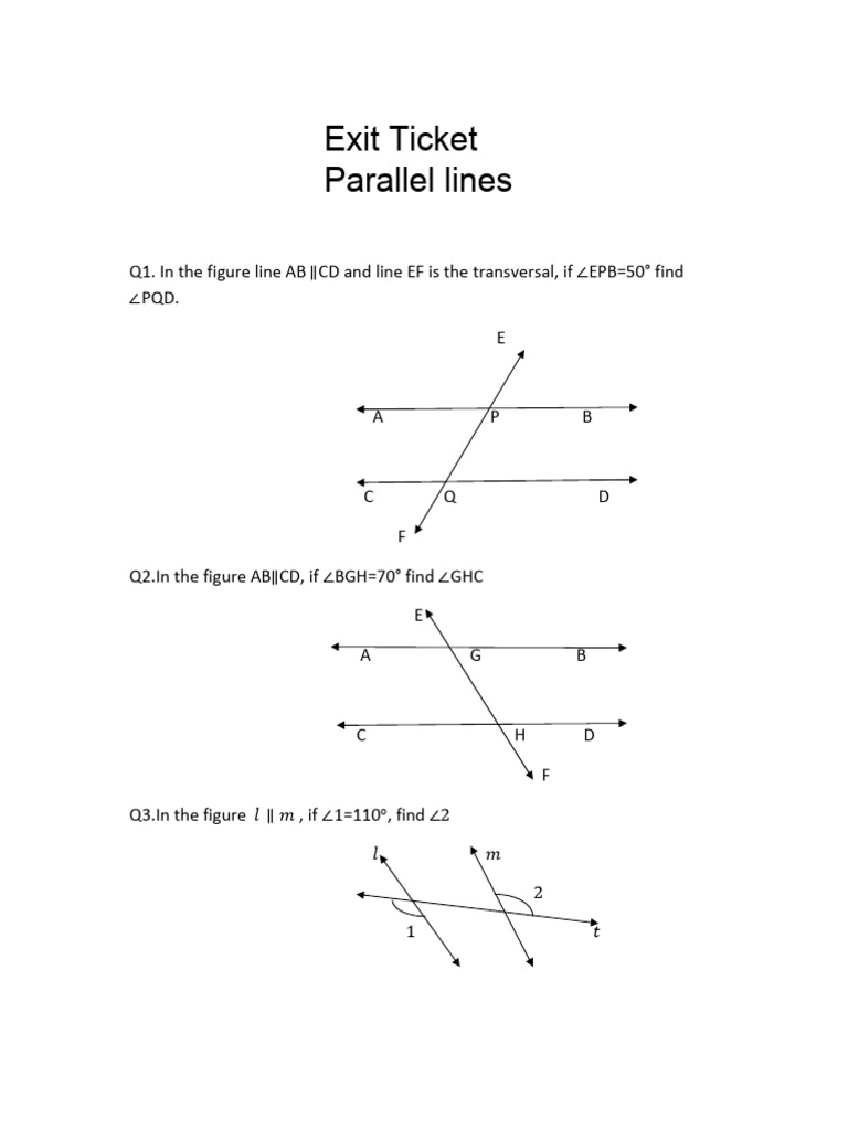 Exit Ticket_Parallel Lines (1) (1) | PDF