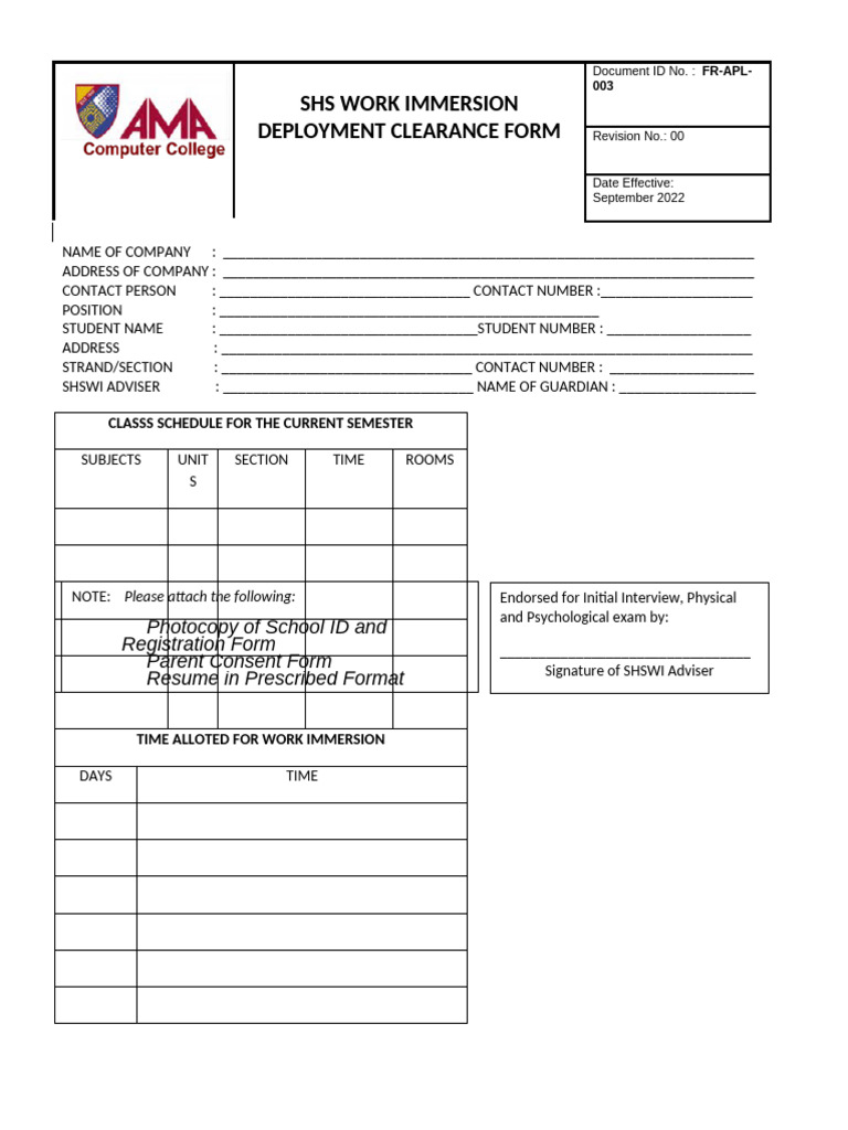 3) Deployment Clearance Form - For Amau Only | PDF | Health Care