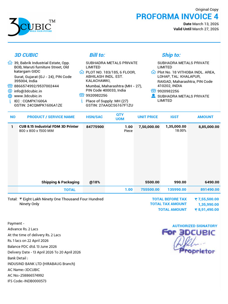 proforma_4 | PDF