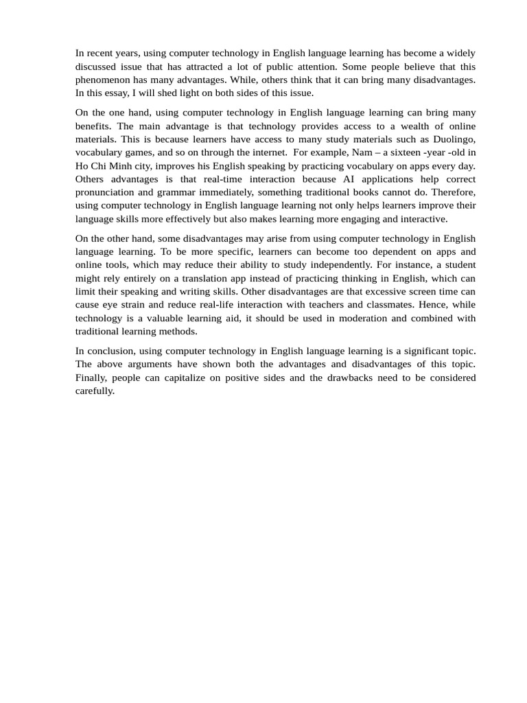 Đề 6 Using Computer Technology in English Language Learning | PDF