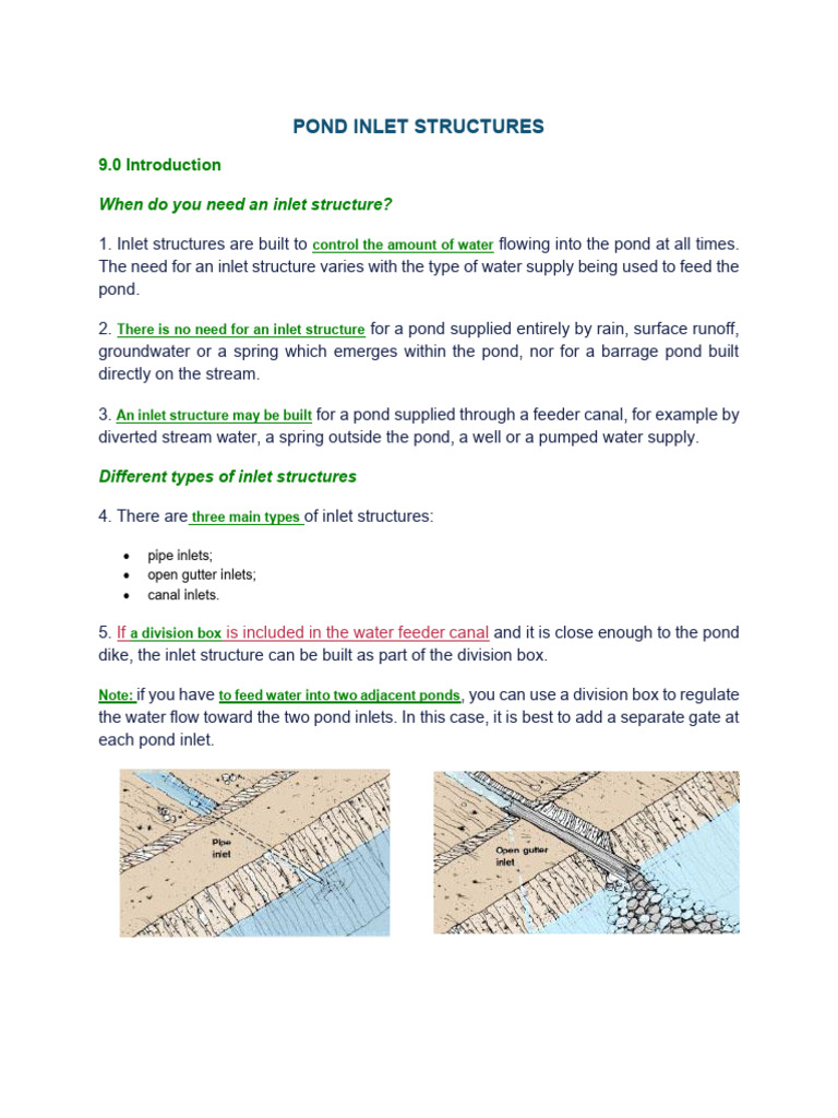pOND iNLET sTRUCTURE | PDF | Pipe (Fluid Conveyance) | Pond