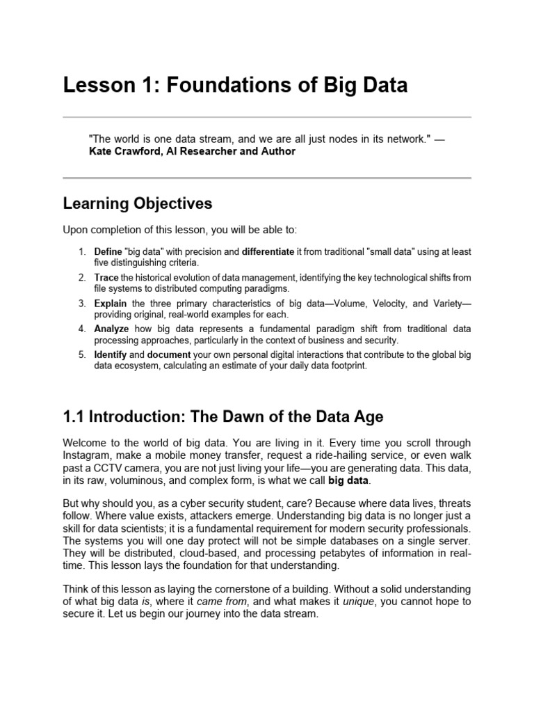 Lesson 1 - Foundations of Big Data | PDF | Big Data | Data