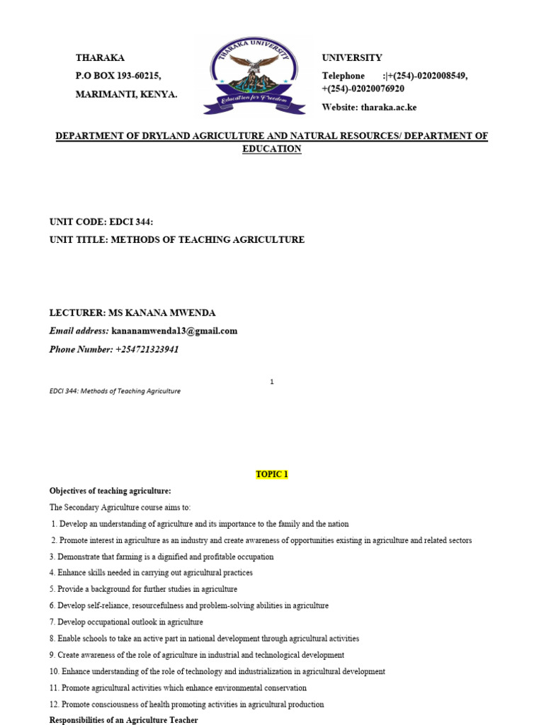 Methods of Teaching Agri | PDF | Learning | Teachers