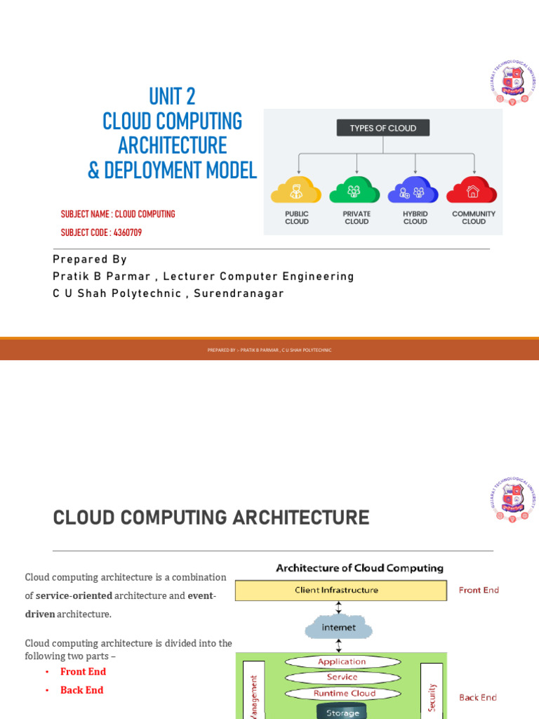UNIT 2 Cloud Computing Architecture & Deployment Model | PDF | Cloud ...