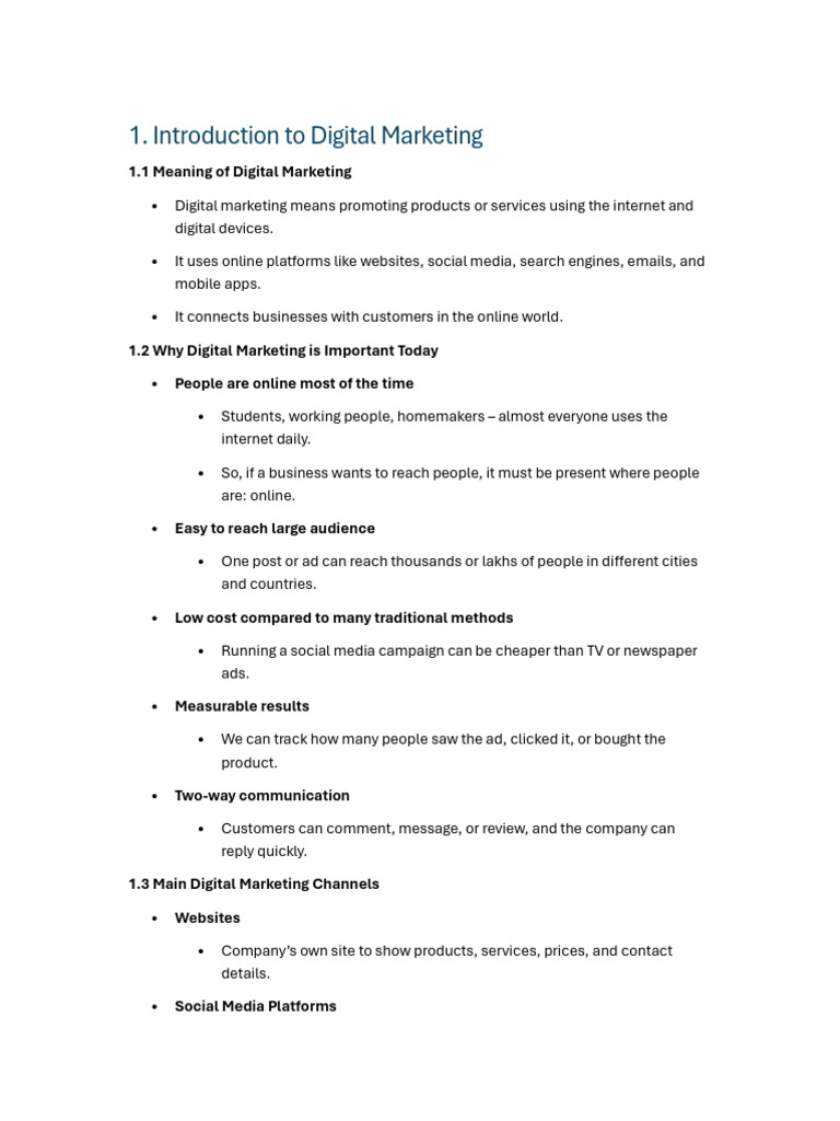 UNIT - 1 (Notes) | PDF | Digital Marketing | Advertising