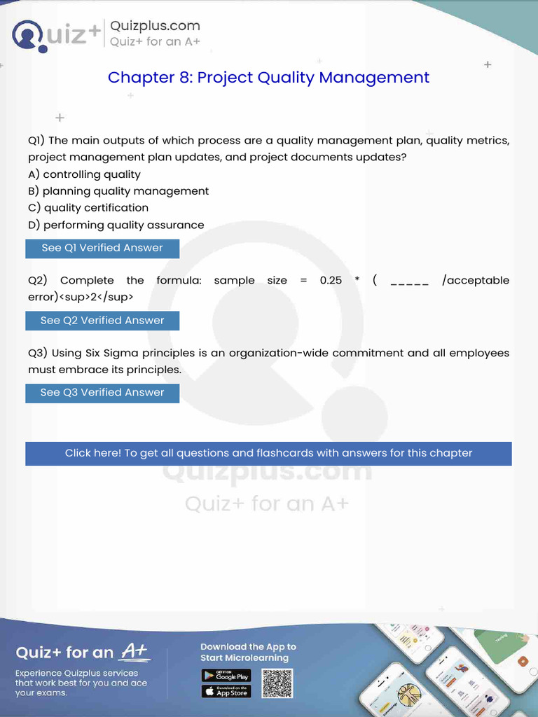 The Main Outputs of Which Process Are a Quality Management Plan Quality ...