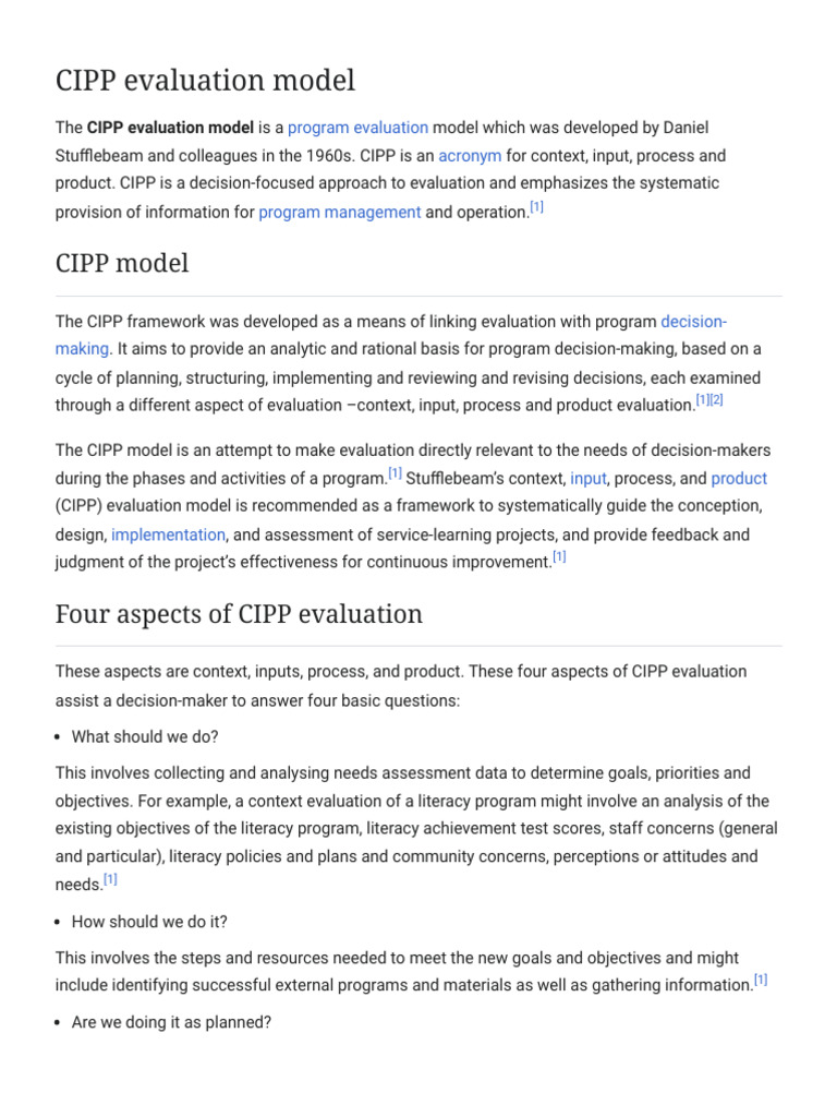 CIPP Evaluation Model - Wikipedia | PDF | Decision Making | Methodology