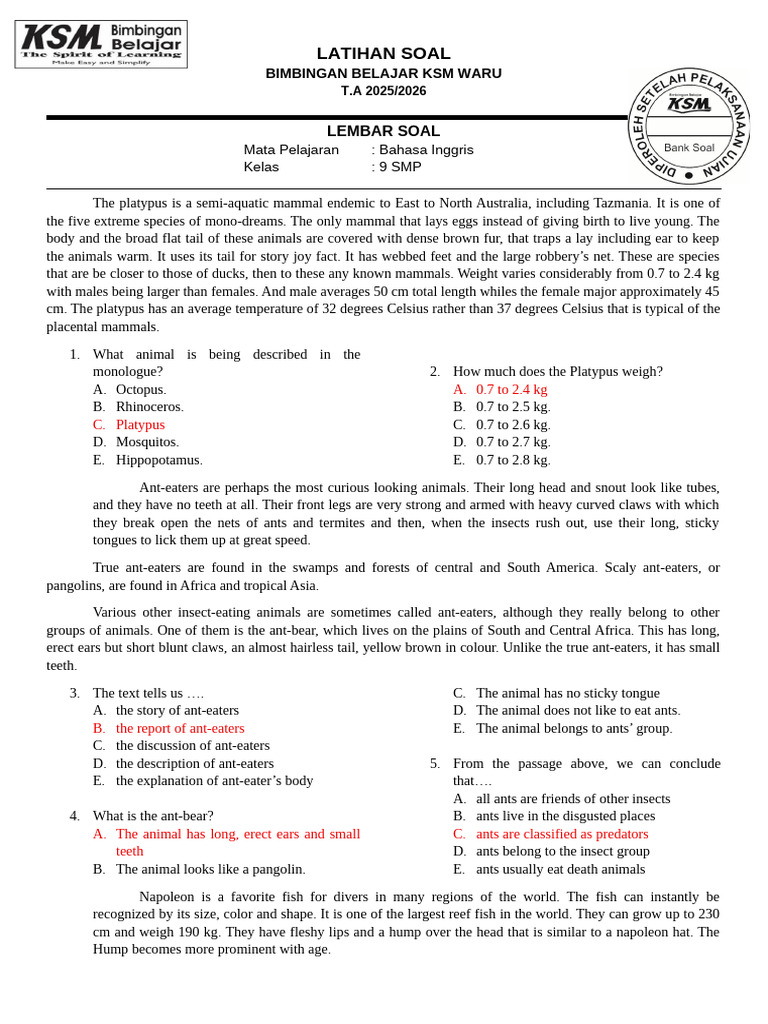 Kelas 9 SMP Report Text | PDF | Remote Sensing | Komodo Dragon