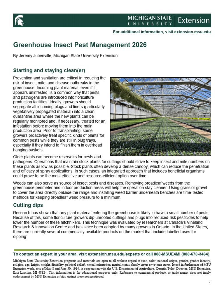 Greenhouse Insect Pest Management 2026 | PDF | Insecticide | Pest ...