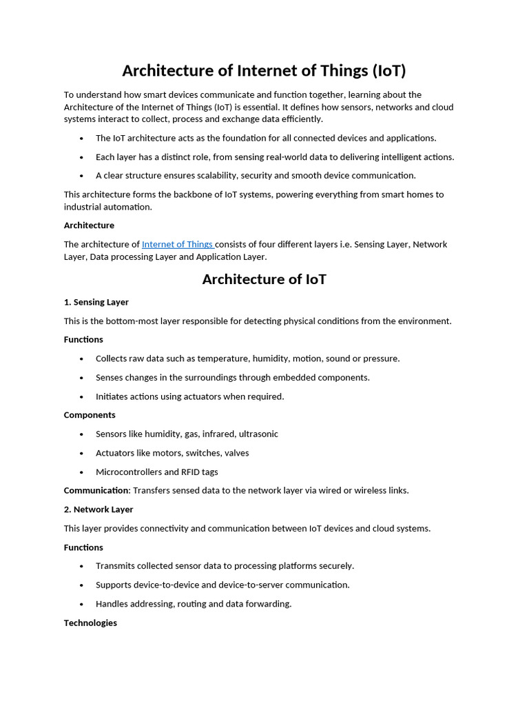 Architecture of Internet of Things | PDF | Internet Of Things ...
