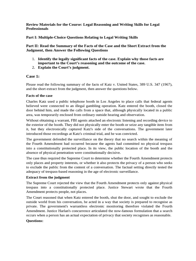 Materials_Review_Legal-Reasoning_20260406 | PDF | Miranda Warning ...