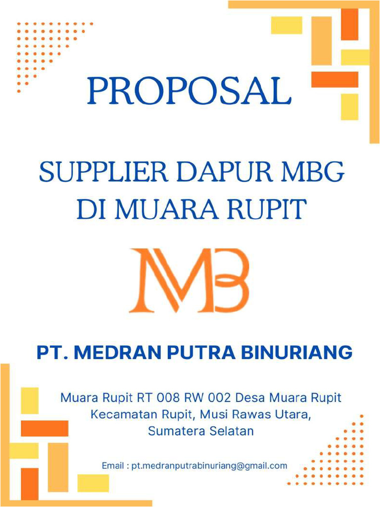 Proposal Mbg Pt Medran Muara Rupit | PDF