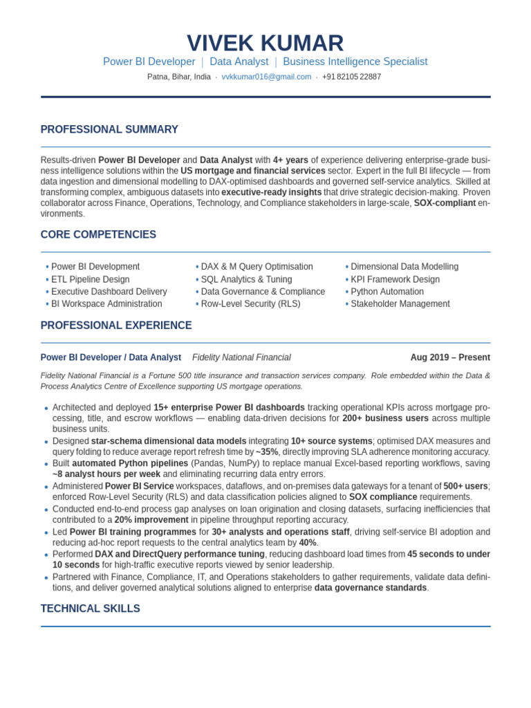 Vivek Kumar Resume | PDF | Analytics | Data Analysis