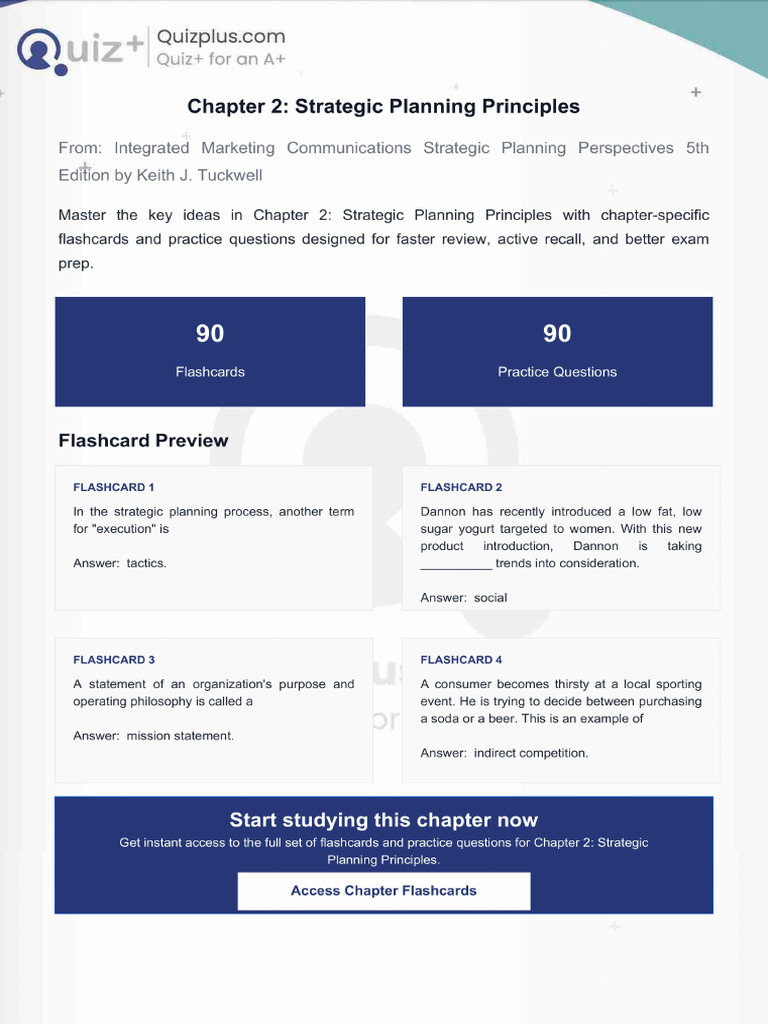 Flashcards for Chapter 2 Strategic Planning Principles | PDF
