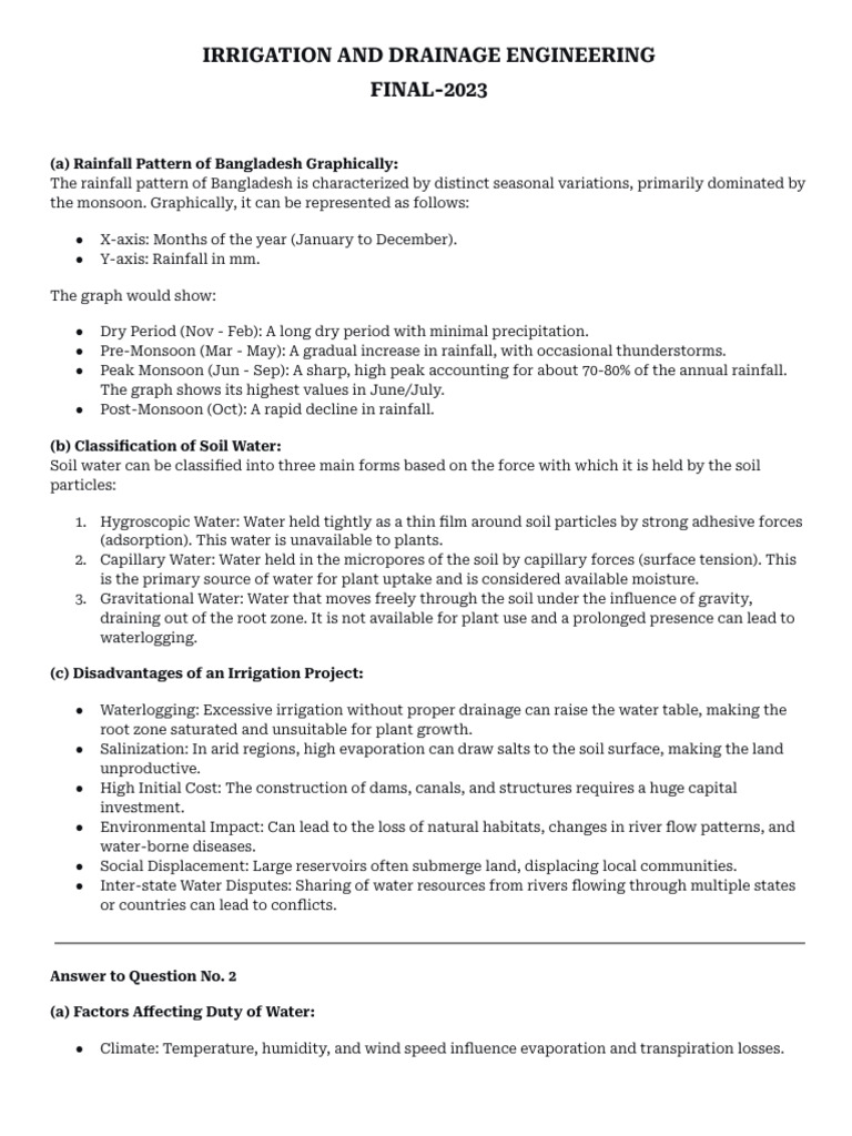 Irrigation & Drainage Engineering 2023 | PDF | Soil | Water