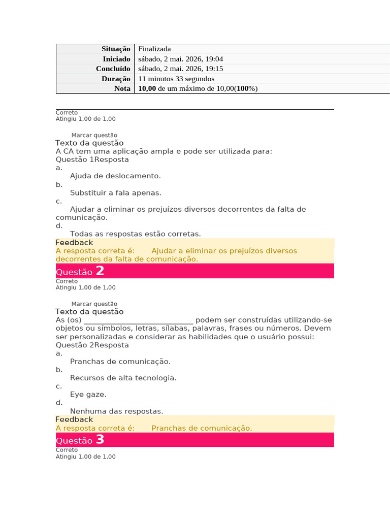 Teste da Aula 1 | PDF | Comunicação | Avaliação de desempenho