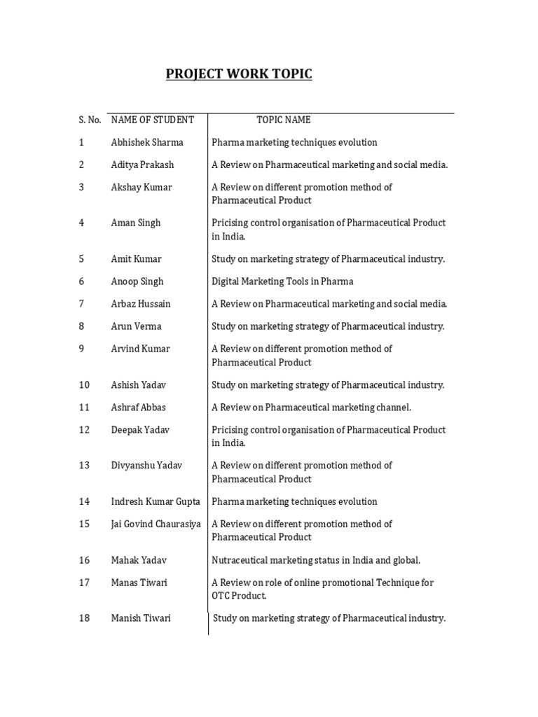 Project Work Topic | PDF