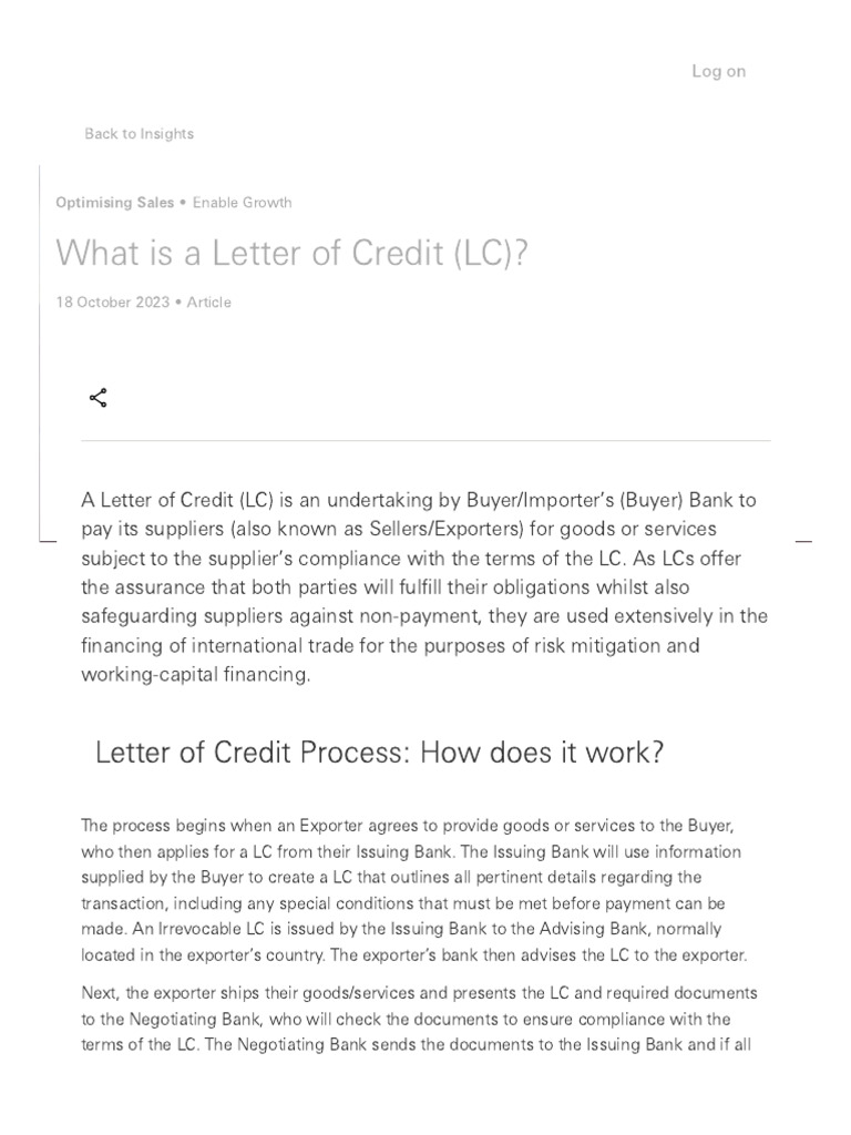 What Is A Letter of Credit (LC) - HSBC | PDF | Letter Of Credit | Economies