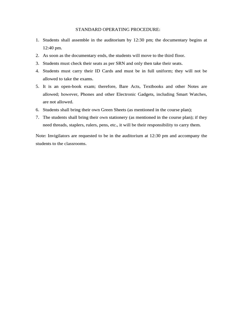 Standard Operating Procedure | PDF