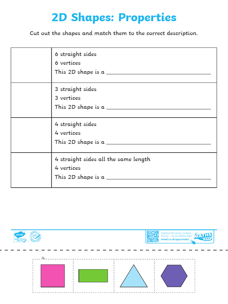 2D Shape Properties Activity Sheet | PDF