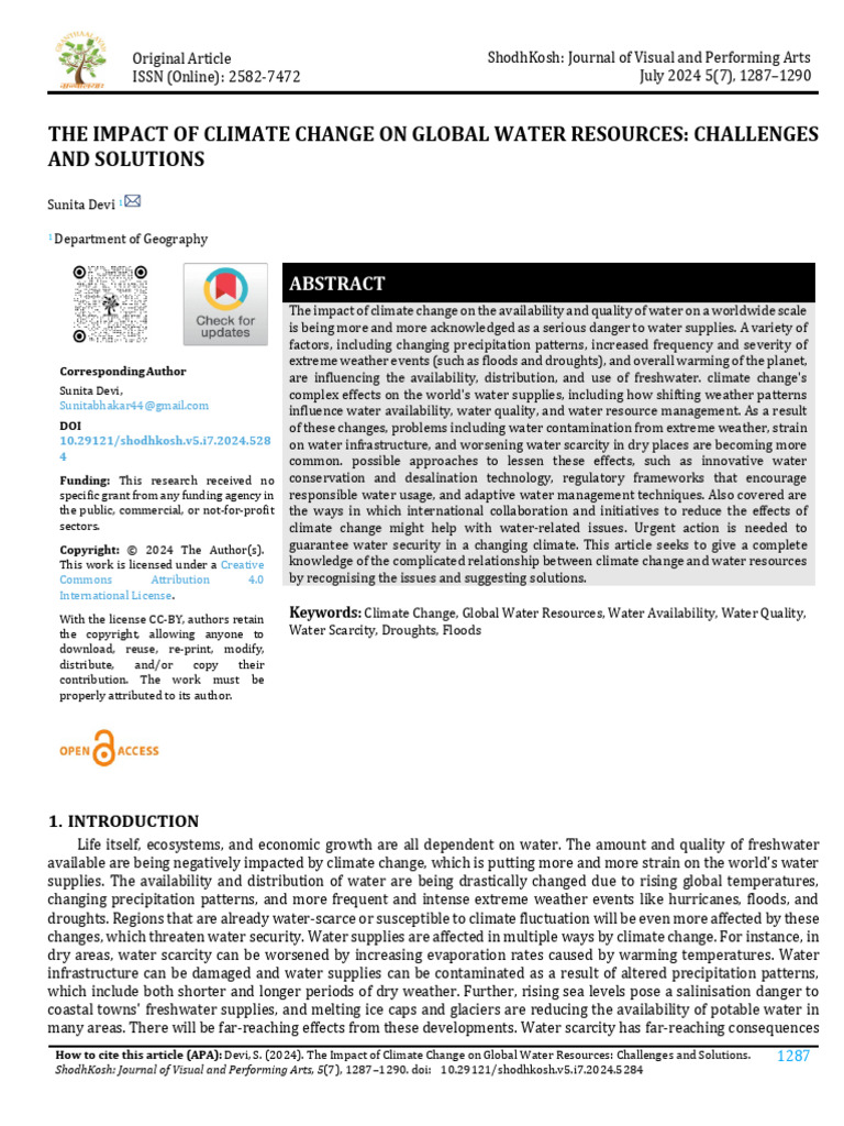 Impact of Climate Change on Global Water Resou (1) | PDF | Water ...