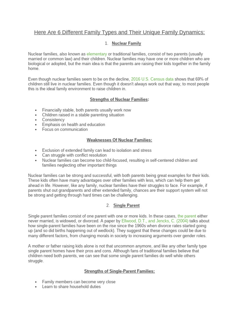 6 Different Family Types and Their Unique Family Dynamics | PDF