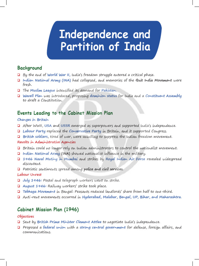 Independence and Partition of India and Non-Aligned Movement ...