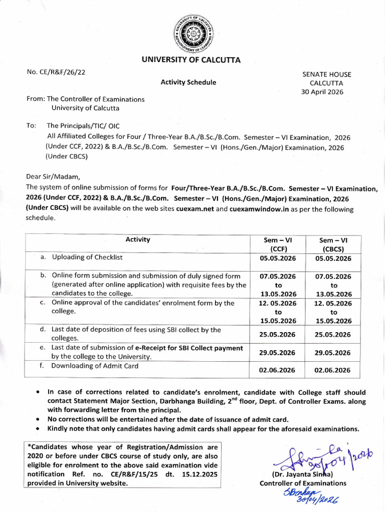 Activity Schedule_ASC_Sem VI_2026_CCF_CBCS_20260430_0001 | PDF ...
