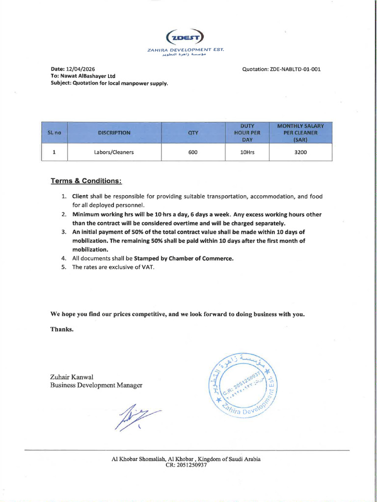 Quotation for Cleaners | PDF