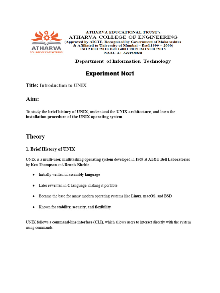 Linux Experiment No_1 (2) | PDF | Unix | Linux