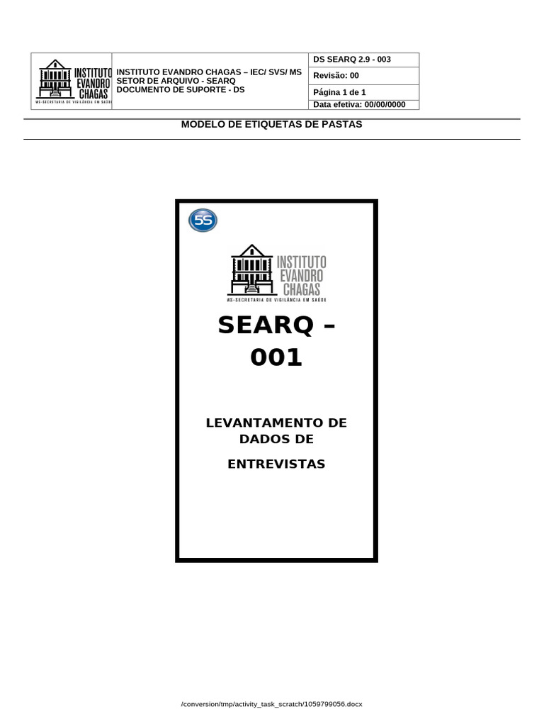DS SEARQ 2.9 003 Modelo de Etiquetas de Pastas | PDF