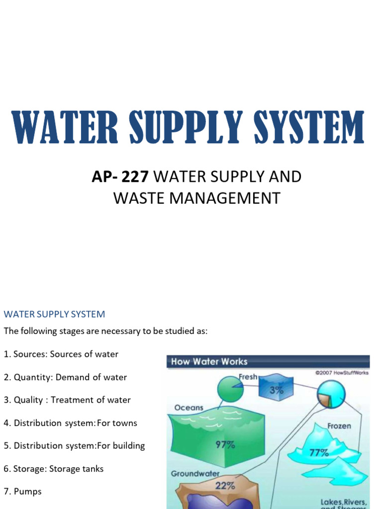 WATER DISTRIBUTION SYSTEM FOR TOWN | PDF | Water Purification | Pump