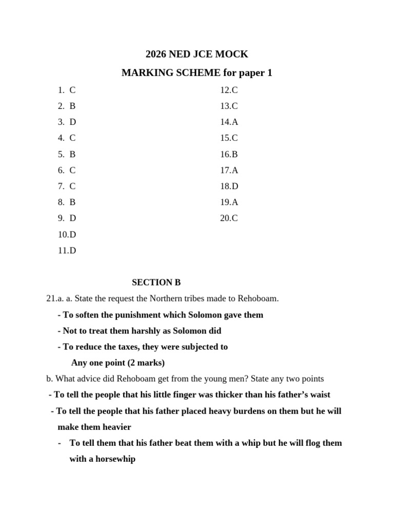 2026 Jce BK 1 Marking Key | PDF | Jacob | Jesus