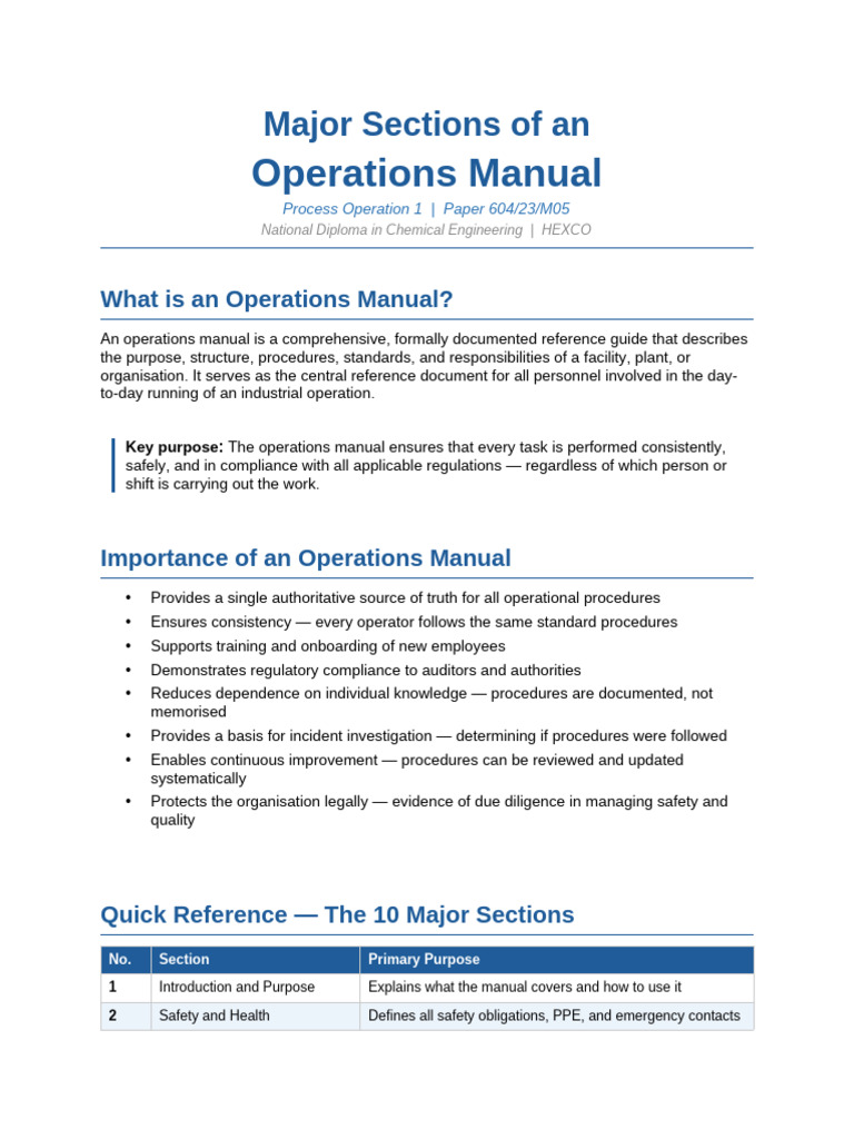Operations Manual Sections | PDF | Emergency | Safety