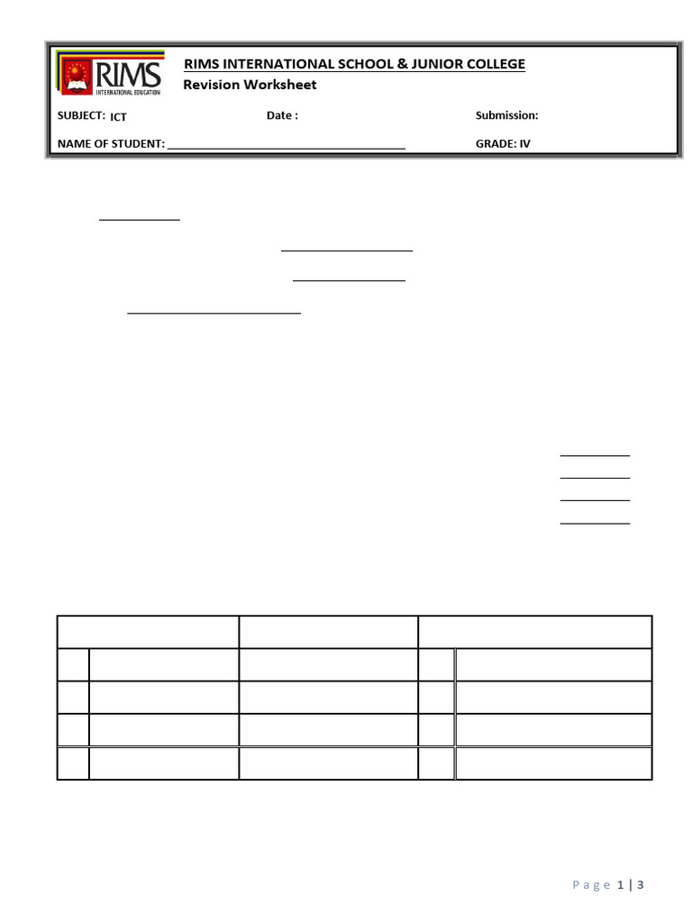2603251354365768_grade4RevisionWorksheet | PDF | Computing | Computer ...