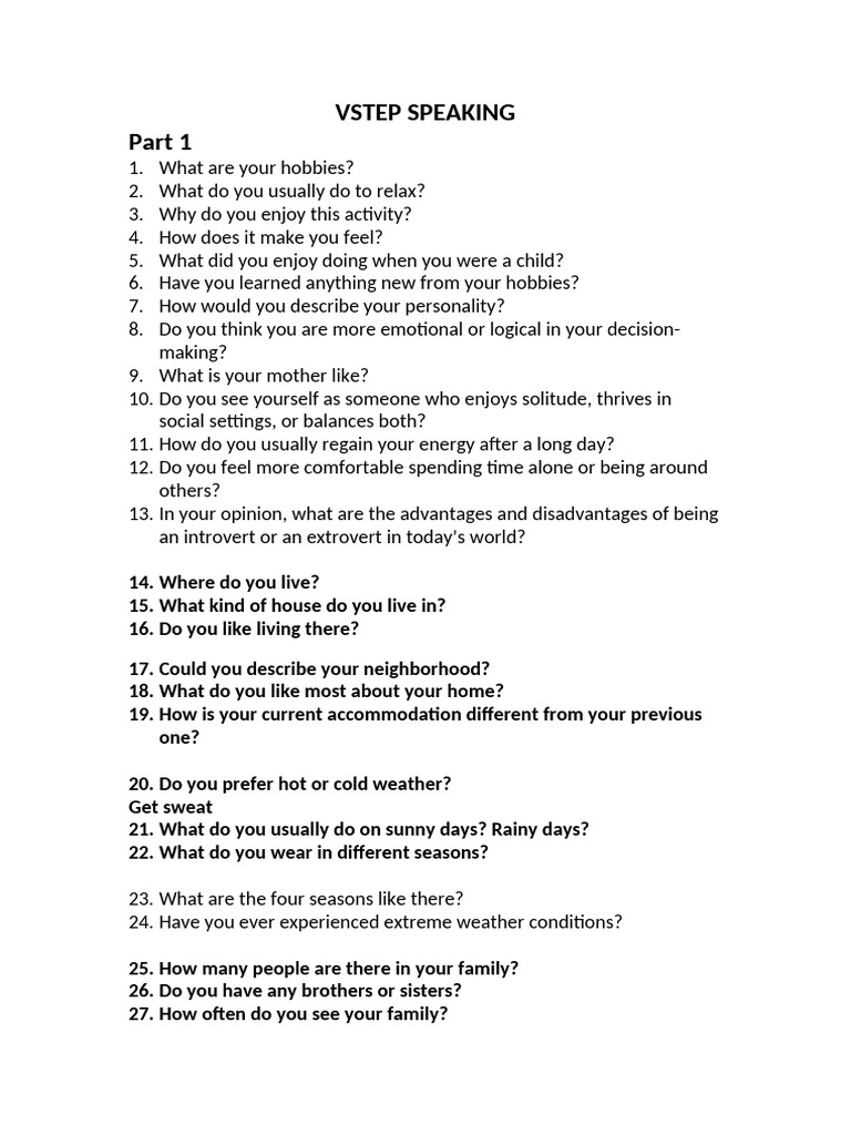 Vstep Speaking | PDF | Transport | Extraversion And Introversion