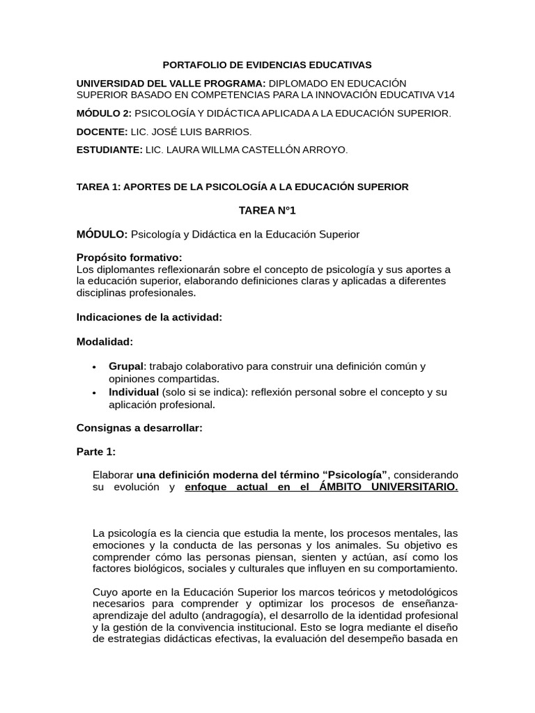 Portafolio de Evidencias Educativas 2.0 | PDF | Sicología | Mente
