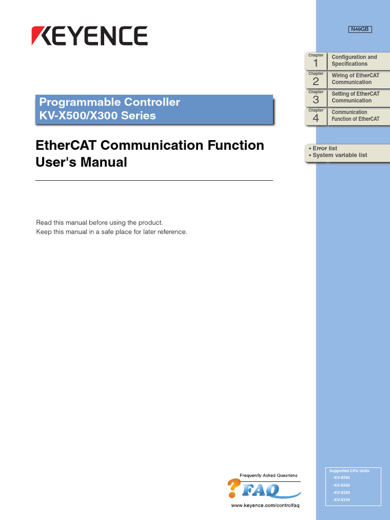 Manual Keyence KVX-500 Ethercat | PDF | Network Topology | Computer Network