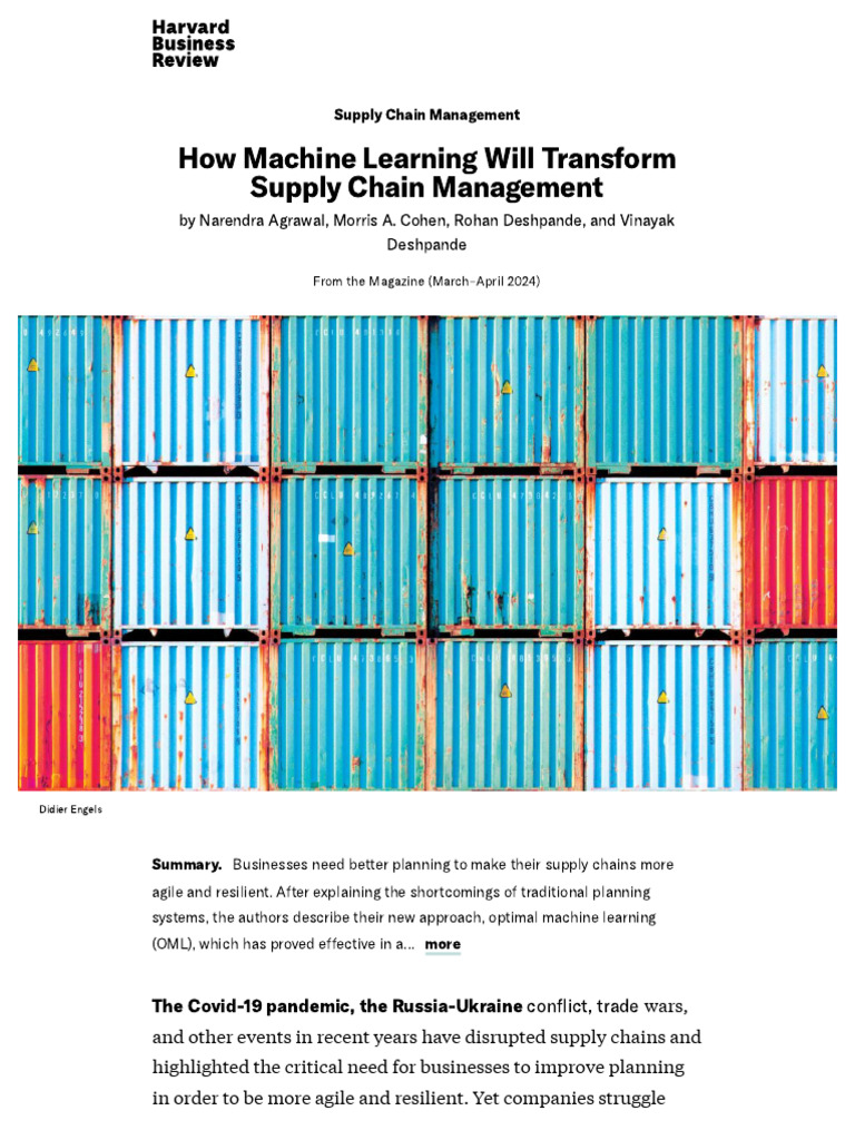 How Machine Learning Will Transform | PDF | Supply Chain | Inventory