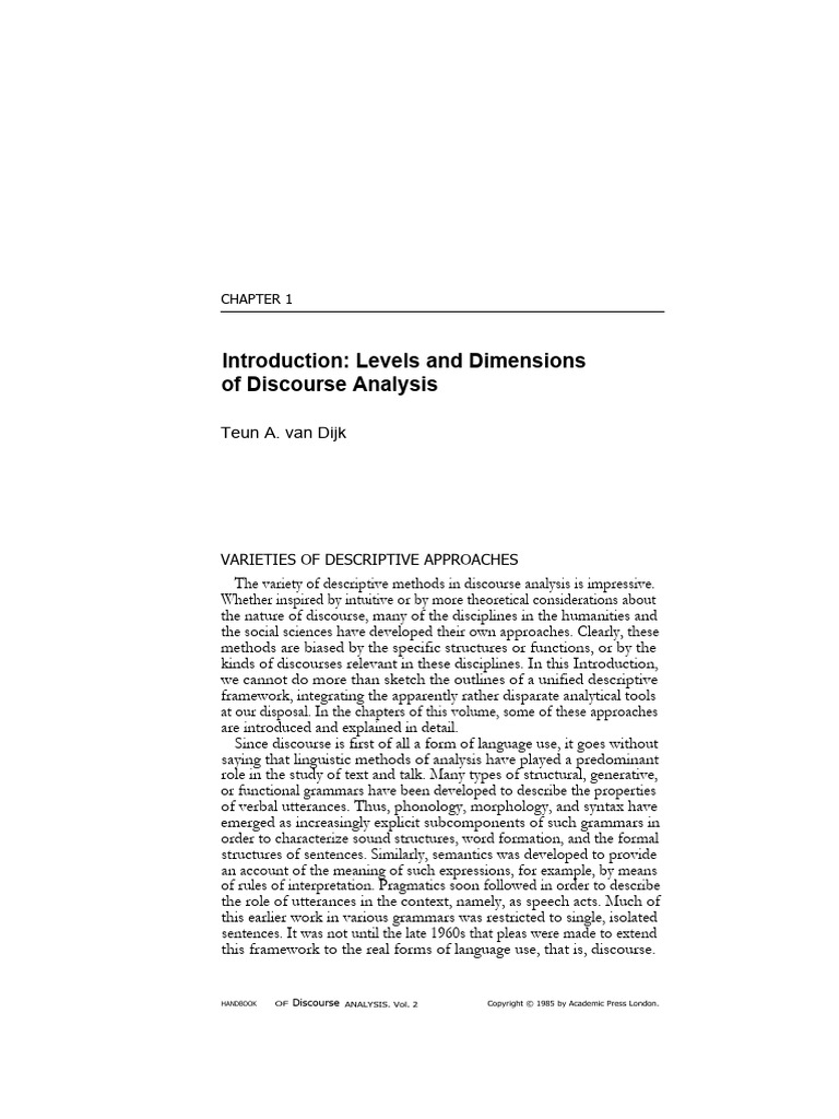 Levels and Dimensions of Discourse Analysis | PDF | Cognition | Analysis