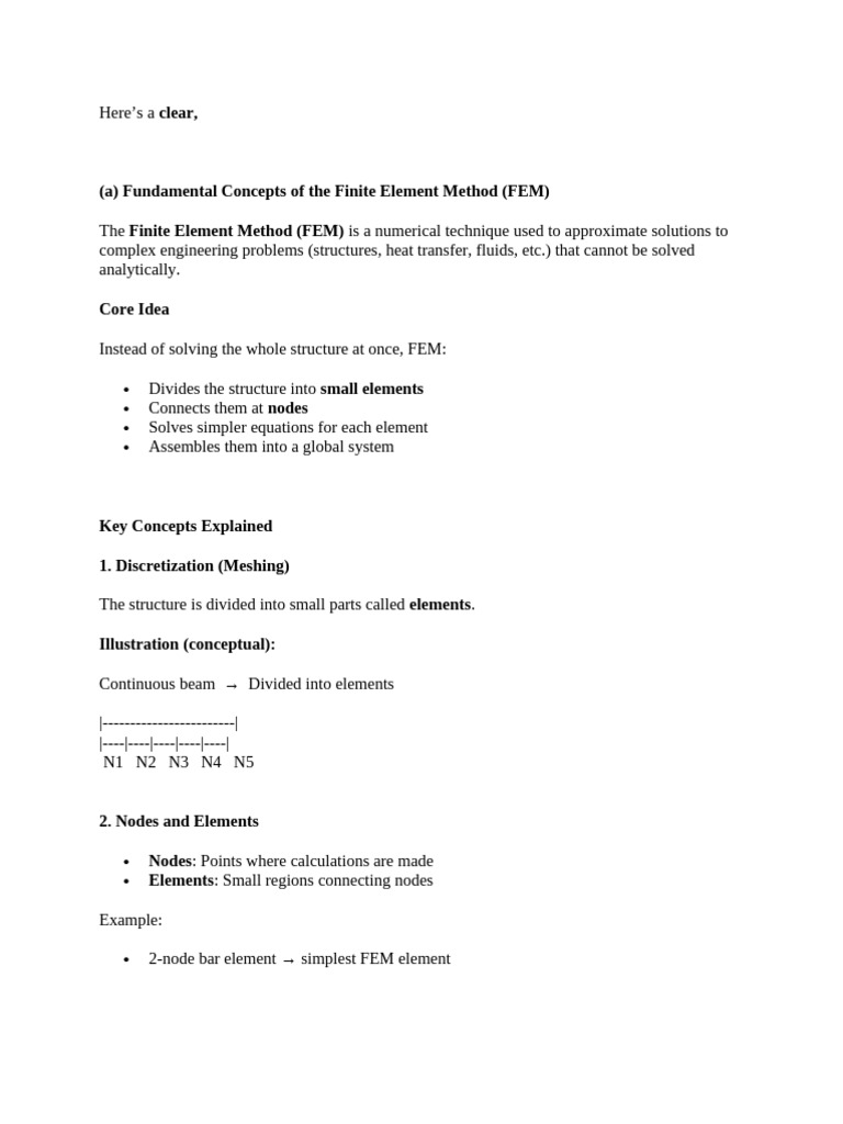 Fundamental Concepts of The Finite Element Method (FEM) | PDF | Finite ...