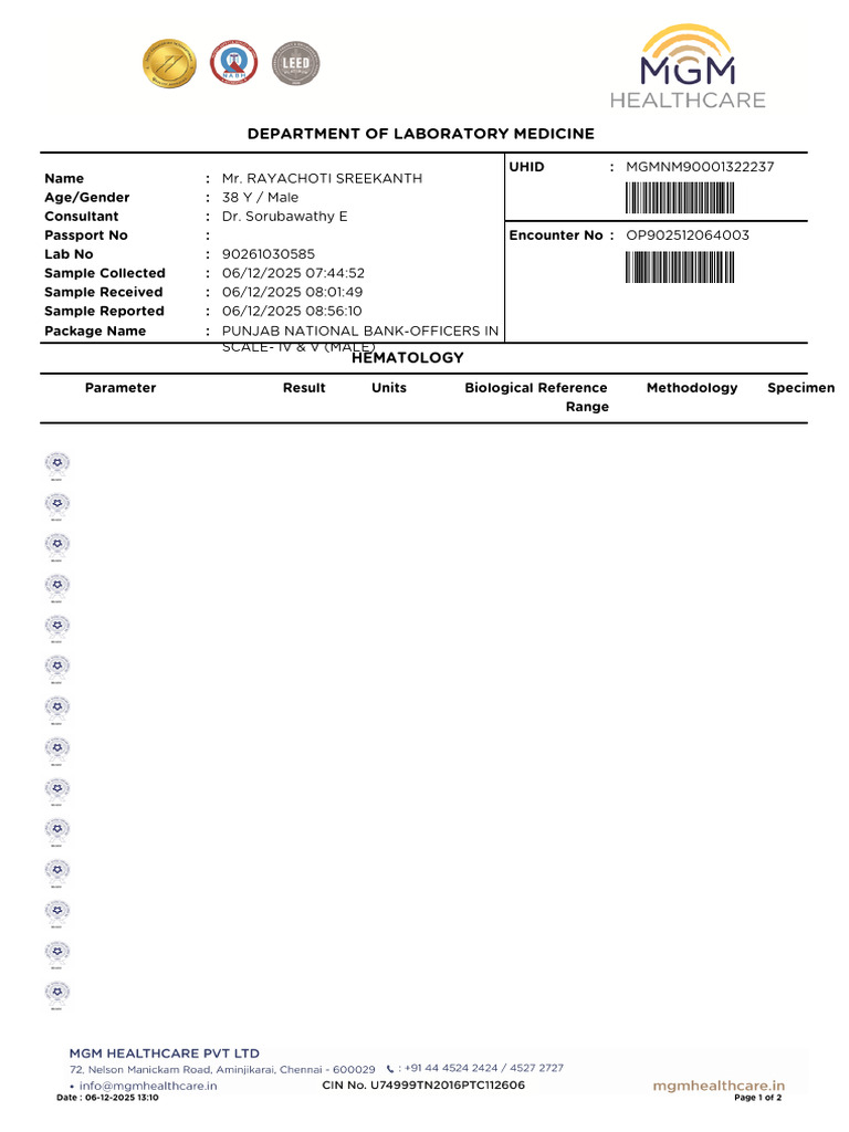 Lab Report | PDF | Clinical Medicine | Blood