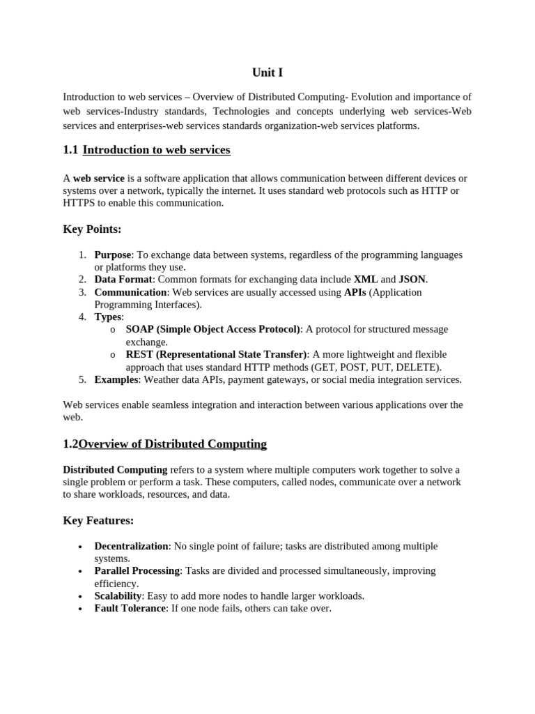 WS One Page Notes | PDF | Web Service | Xml