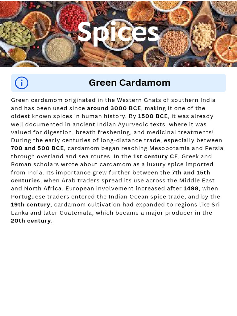 Green Cardamom Originated in the Western Ghats of Southern India and ...